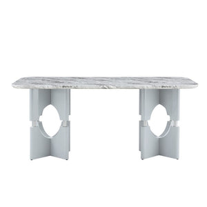 English Elm Rgt04-18083-Gr-T Marble Look MDF Dining Table with Geometric Cutout Frame Modern Gray W3875P387195