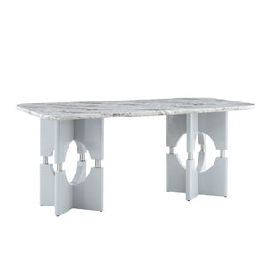English Elm Rgt04-18083-Gr-T Marble Look MDF Dining Table with Geometric Cutout Frame Modern Gray W3875P387195