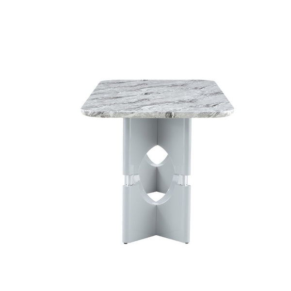 English Elm Rgt04-18083-Gr-T Marble Look MDF Dining Table with Geometric Cutout Frame Modern Gray W3875P387195