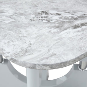 English Elm Rgt04-18083-Gr-T Marble Look MDF Dining Table with Geometric Cutout Frame Modern Gray W3875P387195