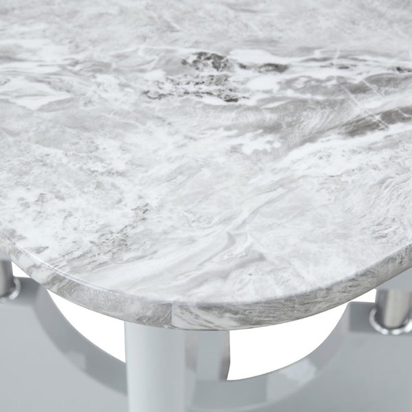 English Elm Rgt04-18083-Gr-T Marble Look MDF Dining Table with Geometric Cutout Frame Modern Gray W3875P387195
