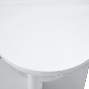English Elm Rgt04-18083-Gr-T Marble Look MDF Dining Table with Geometric Cutout Frame Modern White W3875P387205