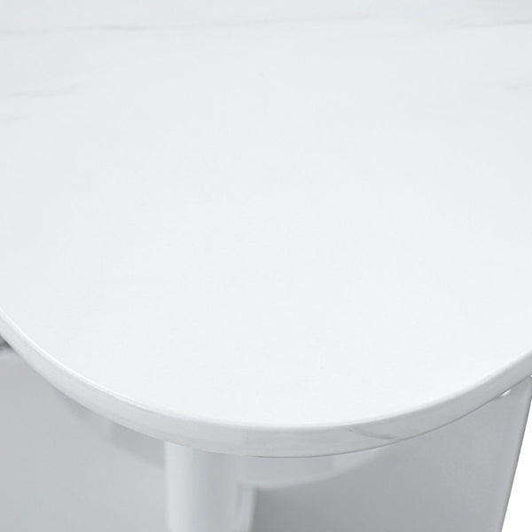 English Elm Rgt04-18083-Gr-T Marble Look MDF Dining Table with Geometric Cutout Frame Modern White W3875P387205