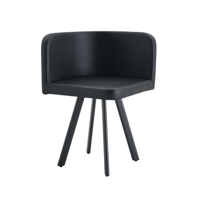 English Elm Sn-C-Ag2in1-Bk PU Leather Dining Chair with Metal Legs for Modern Home Office W3875P395614