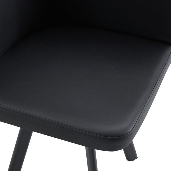 English Elm Sn-C-Ag2in1-Bk PU Leather Dining Chair with Metal Legs for Modern Home Office W3875P395614