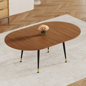 English Elm Ret02-120200-Bk-L Extendable Dining Table Gold Accent Legs Seats up to Ten Modern W3875P422026