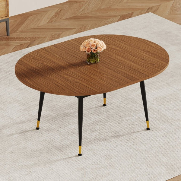 English Elm Ret02-120200-Bk-L Extendable Dining Table Gold Accent Legs Seats up to Ten Modern W3875P422026