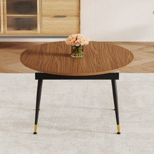 English Elm Ret02-120200-Bk-L Extendable Dining Table Gold Accent Legs Seats up to Ten Modern W3875P422026