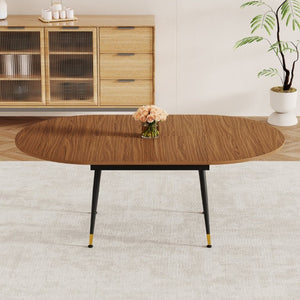 English Elm Ret02-120200-Bk-L Extendable Dining Table Gold Accent Legs Seats up to Ten Modern W3875P422026