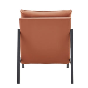 English Elm Modern Faux Leather Armchair with Matte Black Metal Frame for Office or Living Room W3875P430957