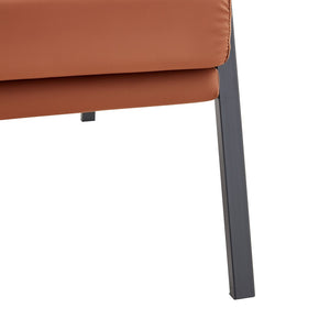English Elm Modern Faux Leather Armchair with Matte Black Metal Frame for Office or Living Room W3875P430957