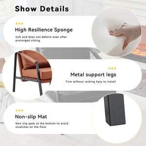 English Elm Modern Faux Leather Armchair with Matte Black Metal Frame for Office or Living Room W3875P430957