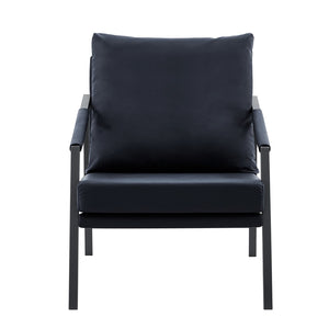 English Elm Modern Faux Leather Armchair with Matte Black Metal Frame for Living Room or Office W3875P430958