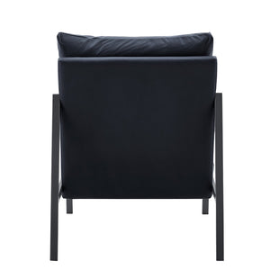 English Elm Modern Faux Leather Armchair with Matte Black Metal Frame for Living Room or Office W3875P430958