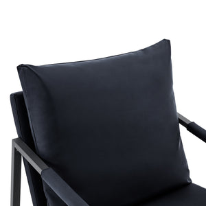 English Elm Modern Faux Leather Armchair with Matte Black Metal Frame for Living Room or Office W3875P430958