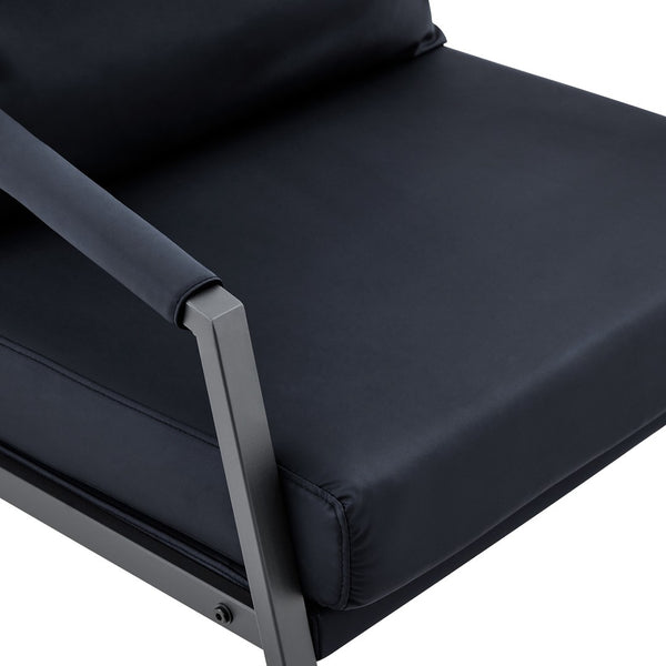 English Elm Modern Faux Leather Armchair with Matte Black Metal Frame for Living Room or Office W3875P430958