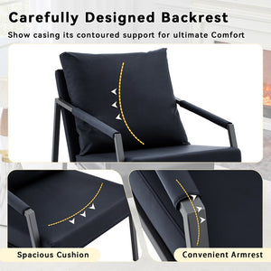 English Elm Modern Faux Leather Armchair with Matte Black Metal Frame for Living Room or Office W3875P430958