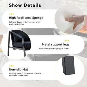 English Elm Modern Faux Leather Armchair with Matte Black Metal Frame for Living Room or Office W3875P430958