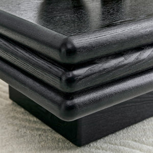 English Elm Modern Three Tier Stacked Mdf Wood Veneer Coffee Table Low Profile Living Room Black W3875P433608
