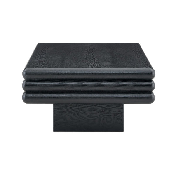 English Elm Modern Three Tier Stacked Mdf Wood Veneer Coffee Table Low Profile Living Room Black W3875P433608