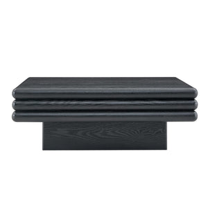 English Elm Modern Three Tier Stacked Mdf Wood Veneer Coffee Table Low Profile Living Room Black W3875P433608