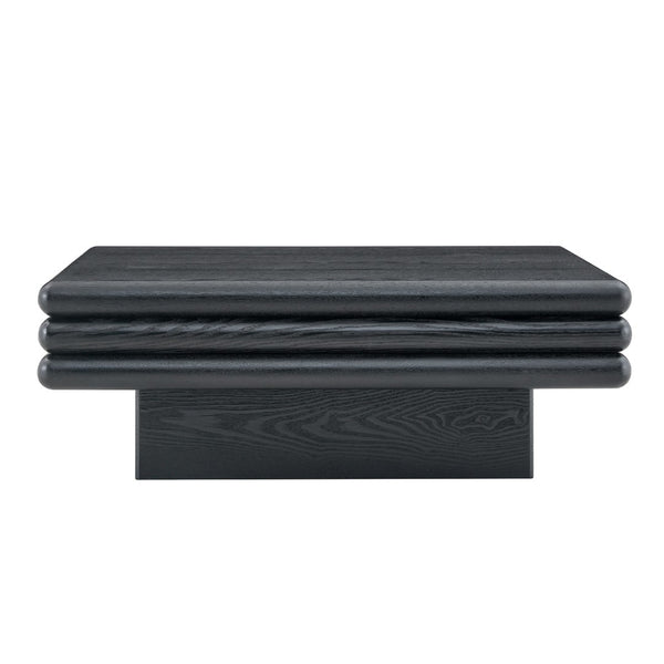 English Elm Modern Three Tier Stacked Mdf Wood Veneer Coffee Table Low Profile Living Room Black W3875P433608