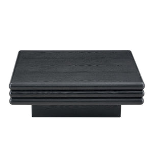 English Elm Modern Three Tier Stacked Mdf Wood Veneer Coffee Table Low Profile Living Room Black W3875P433608