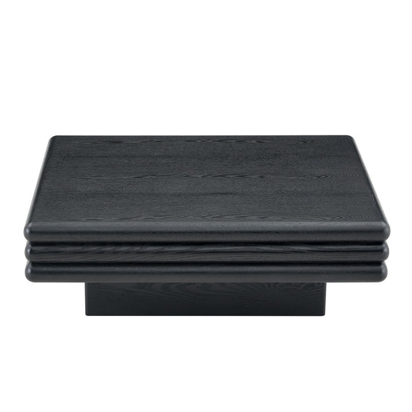 English Elm Modern Three Tier Stacked Mdf Wood Veneer Coffee Table Low Profile Living Room Black W3875P433608