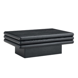 English Elm Modern Three Tier Stacked Mdf Wood Veneer Coffee Table Low Profile Living Room Black W3875P433608