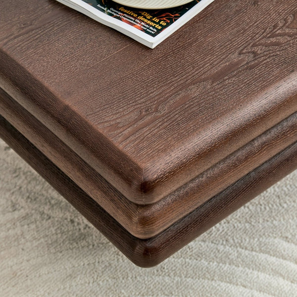 English Elm Modern Three Tier Stacked Mdf Wood Veneer Coffee Table Low Profile Living Room Walnut W3875P433609