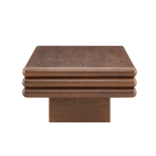 English Elm Modern Three Tier Stacked Mdf Wood Veneer Coffee Table Low Profile Living Room Walnut W3875P433609