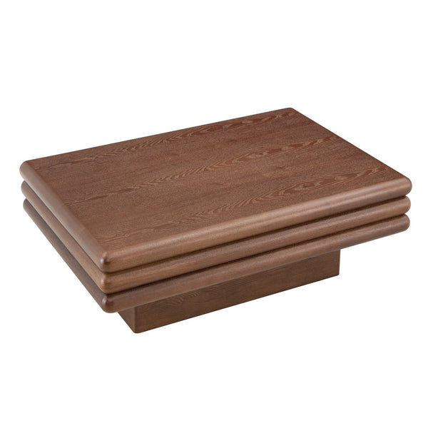 English Elm Modern Three Tier Stacked Mdf Wood Veneer Coffee Table Low Profile Living Room Walnut W3875P433609