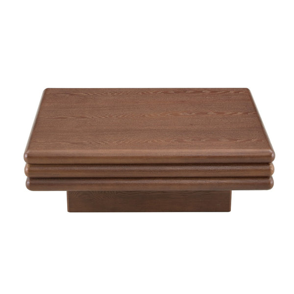 English Elm Modern Three Tier Stacked Mdf Wood Veneer Coffee Table Low Profile Living Room Walnut W3875P433609