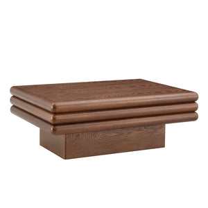 English Elm Modern Three Tier Stacked Mdf Wood Veneer Coffee Table Low Profile Living Room Walnut W3875P433609