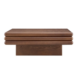 English Elm Modern Three Tier Stacked Mdf Wood Veneer Coffee Table Low Profile Living Room Walnut W3875P433609