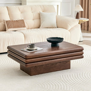 English Elm Modern Three Tier Stacked Mdf Wood Veneer Coffee Table Low Profile Living Room Walnut W3875P433609