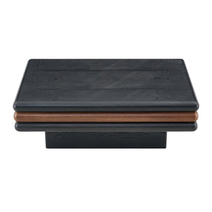 English Elm Modern Three Tier Stacked Mdf Wood Veneer Coffee Table Low Profile Living Room Black & Walnut W3875P433610
