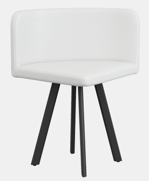 English Elm Sn-C-Rd2in1-Wh Faux Leather Dining Chair with Curved Back and Matte Metal Legs White W3875P435369