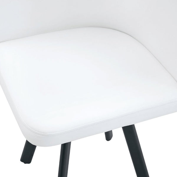 English Elm Sn-C-Rd2in1-Wh Faux Leather Dining Chair with Curved Back and Matte Metal Legs White W3875P435369