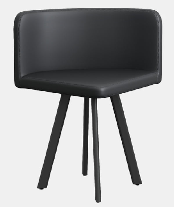 English Elm Sn-C-Rd2in1-Wh Faux Leather Dining Chair with Curved Back and Matte Metal Legs Black W3875P435370