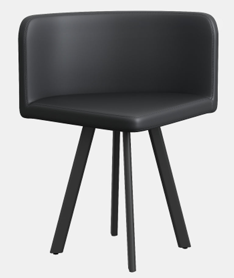 English Elm Sn-C-Rdmd4in1-Bk PU Faux Leather Dining Chair Sleek Metal Legs Modern Versatile Seat W3875P435372