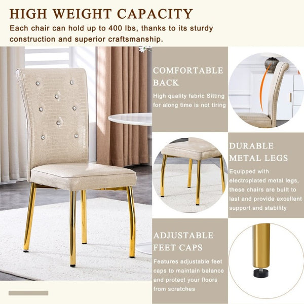 English Elm A Set of 2 Faux Alligator PVC Dining Chairs with Crystal Embellishments Gold Legs W3875P443801