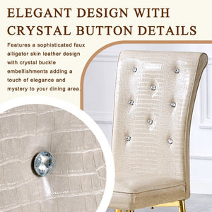English Elm A Set of 2 Faux Alligator PVC Dining Chairs with Crystal Embellishments Gold Legs W3875P443801