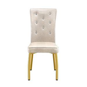 English Elm A Set of 2 Faux Alligator PVC Dining Chairs with Crystal Embellishments Gold Legs W3875P443801