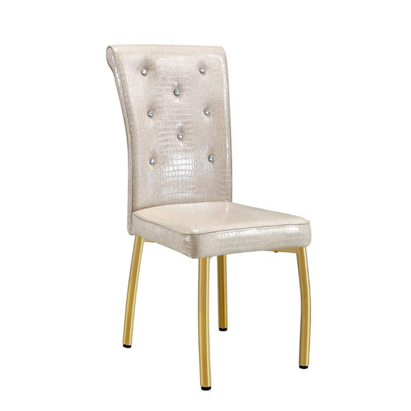 English Elm A Set of 2 Faux Alligator PVC Dining Chairs with Crystal Embellishments Gold Legs W3875P443801