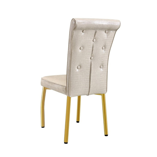 English Elm A Set of 2 Faux Alligator PVC Dining Chairs with Crystal Embellishments Gold Legs W3875P443801