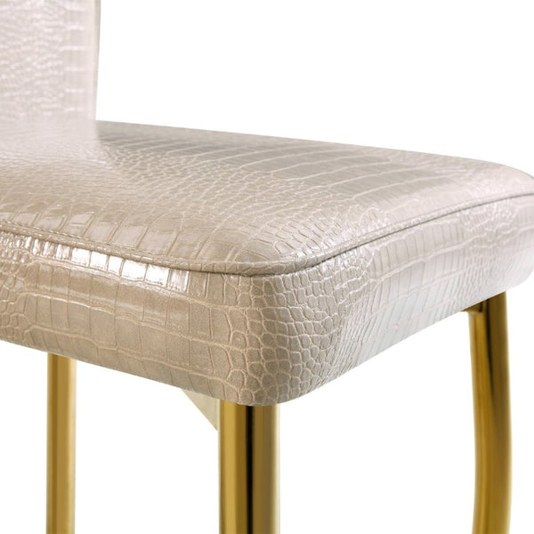 English Elm A Set of 2 Faux Alligator PVC Dining Chairs with Crystal Embellishments Gold Legs W3875P443801