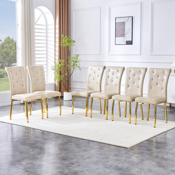 English Elm A Set of 2 Faux Alligator PVC Dining Chairs with Crystal Embellishments Gold Legs W3875P443801