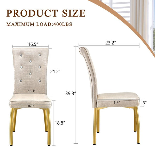English Elm A Set of 2 Faux Alligator PVC Dining Chairs with Crystal Embellishments Gold Legs W3875P443801