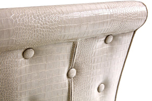 English Elm A Set of 4 Glam Faux Alligator Pvc Dining Chairs with Crystal Hardware and Gold Legs Beige/Silver W3875P443802